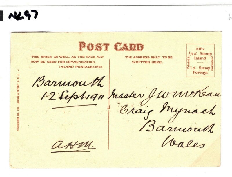 GB WALES Card Merionethshire Barmouth PPC VIEW SIDE USAGE 1911{samwells}N297 