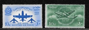 Egypt Scott 408-09 Unused VLHOG - 1957 Egyptian Air Force 25th - SCV $1.40