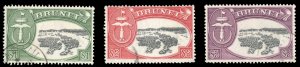 Brunei #94-96 Cat$16.20, 1952 $1-$5, used