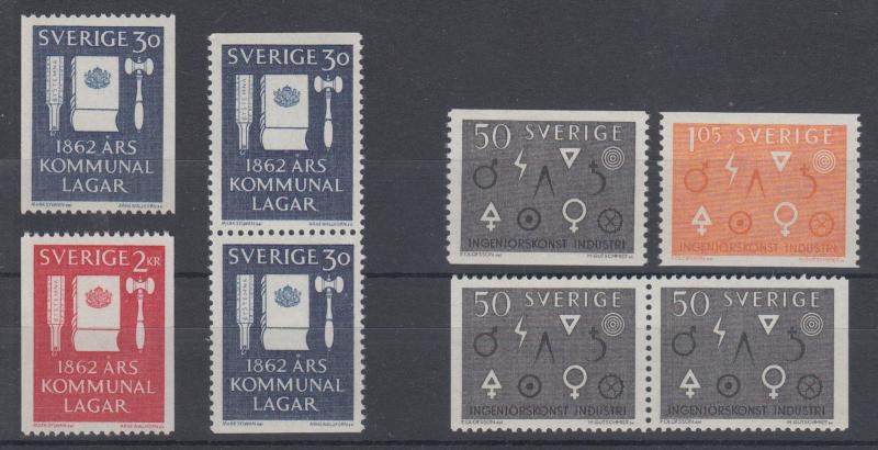 Sweden Sc 610/628 MNH. 1962-1963 issues, 2 cplt sets, VF