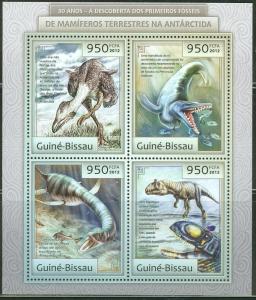 GUINEA BISSAU 2013 PREHISTORIC MAMMALS OF ANTARCTICA SHEET OF FOUR