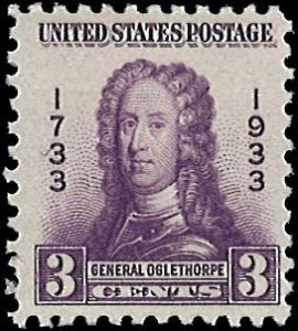 U.S. Scott # 726  1933 3c pur  Oglethorpe  mint-nh- vf