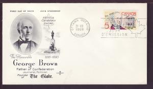 Canada George Brown 1968 Rose Craft U/A FDC BIN 12676
