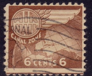 United States, Canal Zone, 1951, Airmail, Globe & Wing, 6c, sc#C22, used*