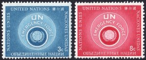 SC#51 & 52 3¢ & 8¢ United Nations: United Nations Emergency Force (1957) MNH