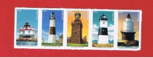 #5621-5625  MNH S/A  strip of 5  Lighthouses   Free S/H 