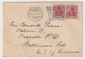 GERMANY: 10c #68 tied to cover by Bickerdike flag cancel VF!