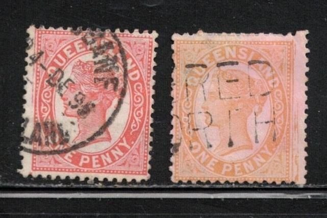 QUEENSLAND Scott # 104 Used x 2 - Queen Victoria