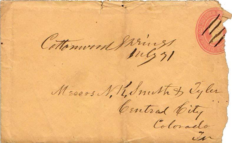 United States Nebraska Cottonwood Springs 1863 ms  Type 35  1862-1895  3c Was...