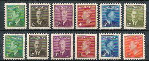 KGVI 1c - 5c Definitives #284-293, 305,306 VFNH