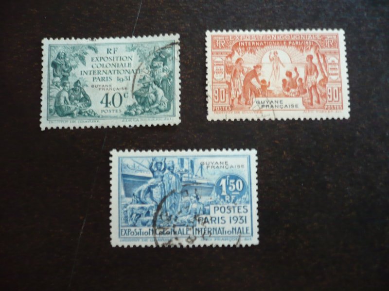 Stamps - French Guiana - Scott# 152,154,155 - Used Part Set of 3 Stamps