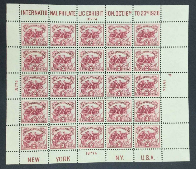 MOMEN: US STAMPS #630 WHITE PLAIN SHEET MINT OG NH LOT #54968