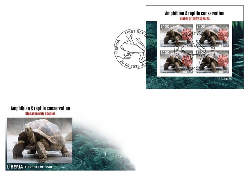 LIBERIA 2023 SET OF 6 IMPERF FDC (REG & OVPT) REPTILES TURTLE CHAMELEON SNAKES-