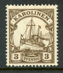 Caroline Islands 1919 Germany 3 pfg Yacht Ship Watermark Scott #21 Mint X168
