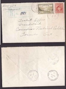 Canada-cover #5174- 4c KGVI+10c Great Bear Lake reg'd-Simcoe cty-Colling...