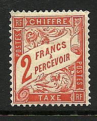 France #J43 Postage Due 2F Orange HR 1910 Cat. $ 225.00