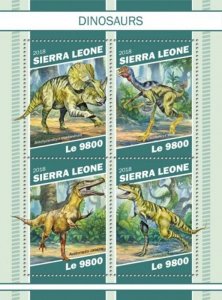 Sierra Leone - 2018 Dinosaurs - 4 Stamp Sheet - SRL181104a