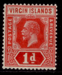 BRITISH VIRGIN ISLANDS GV SG81, 1d scarlet/dp carmine DIE II WMK SCRIPT LH MINT.