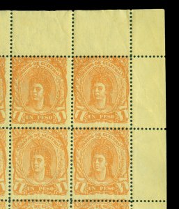 GUATEMALA 1878 Indian Woman 1p orange Sc# 14 full sheet of 50 of SZEKULA Forgery