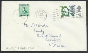 GB LUNDY 1968 inwards cover with 2p puffin added...........................48787