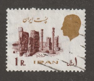 Persia, Middle East, stamp, scott#1961,  used, hinged,  1r, gold