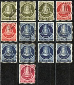 Germany Berlin Sc# 9N75-9N79 (asst) Used lot/13 1951-1952 Freedom Bell, Berlin