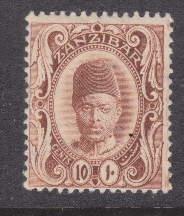 ZANZIBAR, 1908 10c. Brown, lhm.