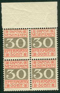 DANISH WEST INDIES #J7 30 Bit 1905 Postage Due Blk NH/H