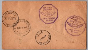 1934 New Zealand Dunedin Air mail First Flight FFC Cover To New Guinea Lae