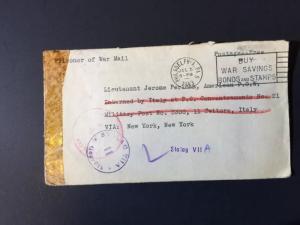 1943 USA Cover to Italy POW CAmp US Prisoner of War Jery Perlman forward Germany