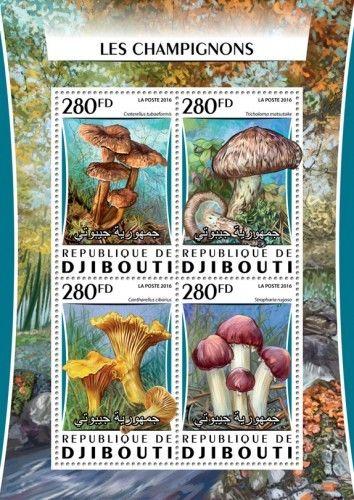 Djibouti Mushrooms Squirrel Animals Fauna Nature MNH stamp set