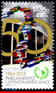 2918 MEXICO 2014 - 50TH ANNIV.OF THE LATIN AMERICAN PARLIAMENT, LOGO, FLAGS, MNH