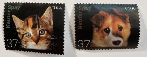 US #3670,3671 Used - Neuter Spay Kitten / Cat Puppy / Dog  [US19.1.3]