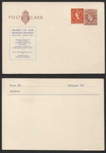 CP104 KGVI 2d Post Office Issue Postcard ADVERT Hearts of Oak Benefit Society