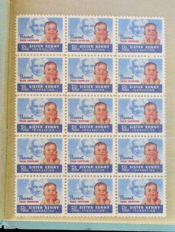 US STAMP COLLECTION Seals 20 DIFFERENT MNH Excellent LARGE BLOCKS (291 Stamps)