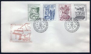 CZECHOSLOVAKIA SC#736-739 Industry - Traditional Products (1956) FDC