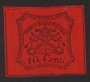 1867 Italian Papal / Roman States Italy 10c, MNG creased, Sc 15