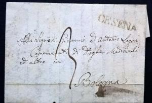 Italy Italia 1840 Entire CESENA to BOLOGNA Postal History Cover - Free UK Post