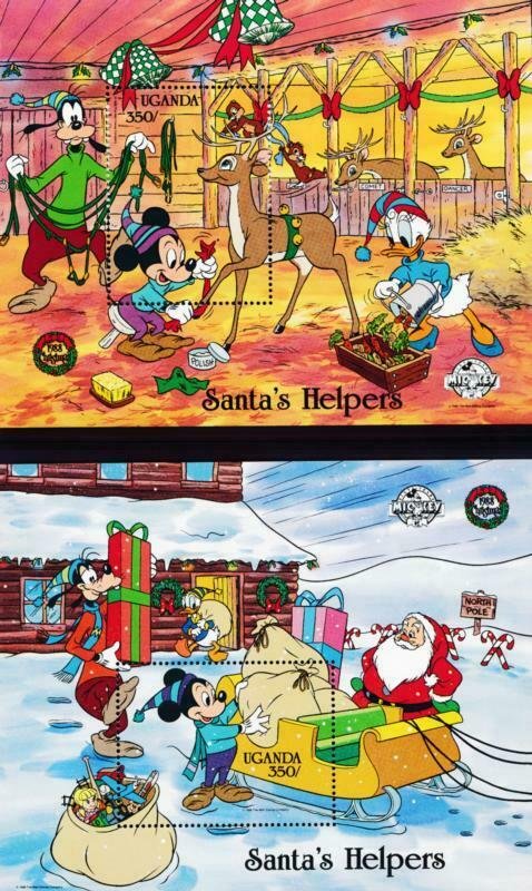 DISNEY UGANDA 1213-1222 MINT NH SANTA'S HELPERS 1988