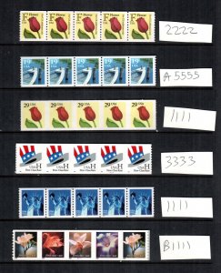 United states 6 MNH plate number strips