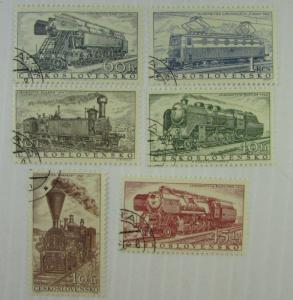 1952 Slovakia  SC #770-75 TRAINS LOCOMOTIVES  Used stamp set