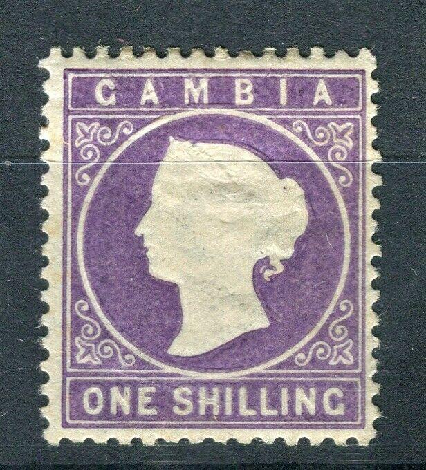 GAMBIA; 1886 classic QV Crown CA issue Mint hinged Shade of 1s. value