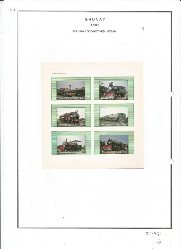 GRUNAY- 1982 - Steam Locomotives - Sheet - Mint Light Hinged - Private Issue