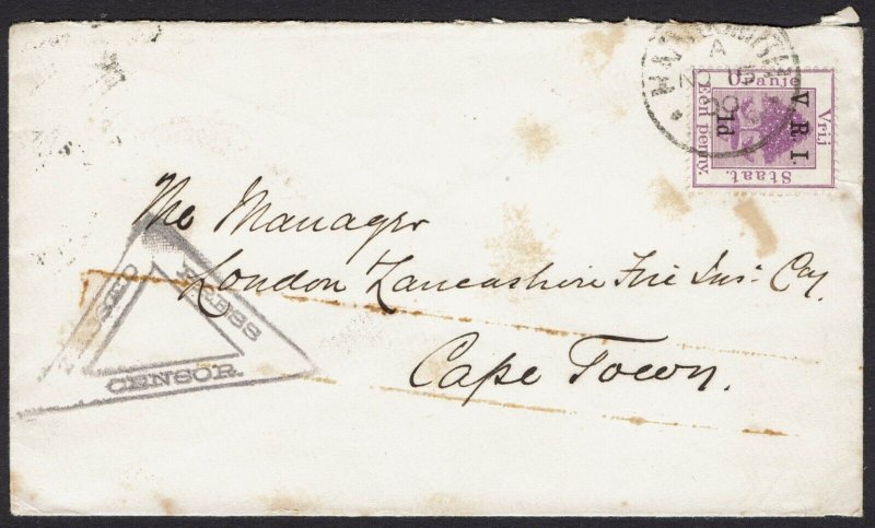 ORANGE FREE STATE 1900 BOER WAR PRESS CENSOR COVER