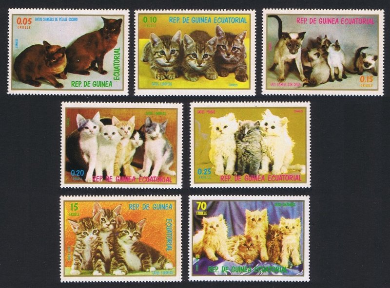 Eq. Guinea Cats and Kittens 7v 1976 MNH MI#1016-1022