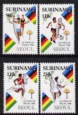 Surinam 1988 Olympic Games Seoul set of 4 (Relay, Tennis,...