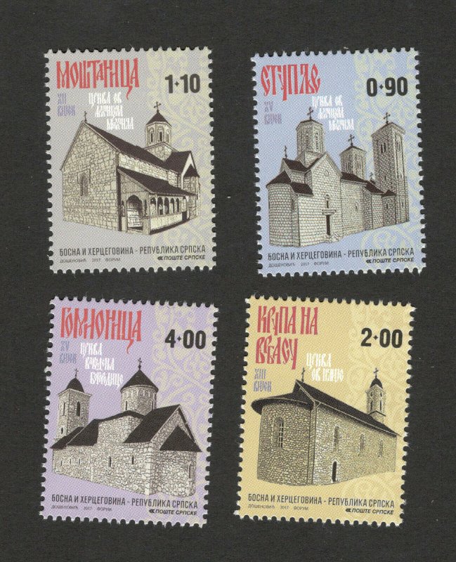 BOSNIA SERBIA-MNH-SET-CHURCHES-2017.