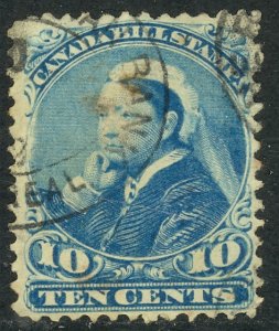 CANADA 1868 QV 10c Blue BILL STAMP REVENUE VDM. FB47 Used