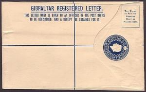 GIBRALTAR QE 6d registered envelope fine unused................35151