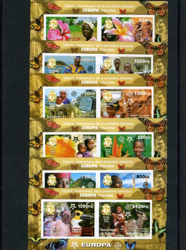 Guinea 2006  Mi#880B/885B Europa CEPT 50th.Anniv.6 S/S IMPERFORATED MNH VF